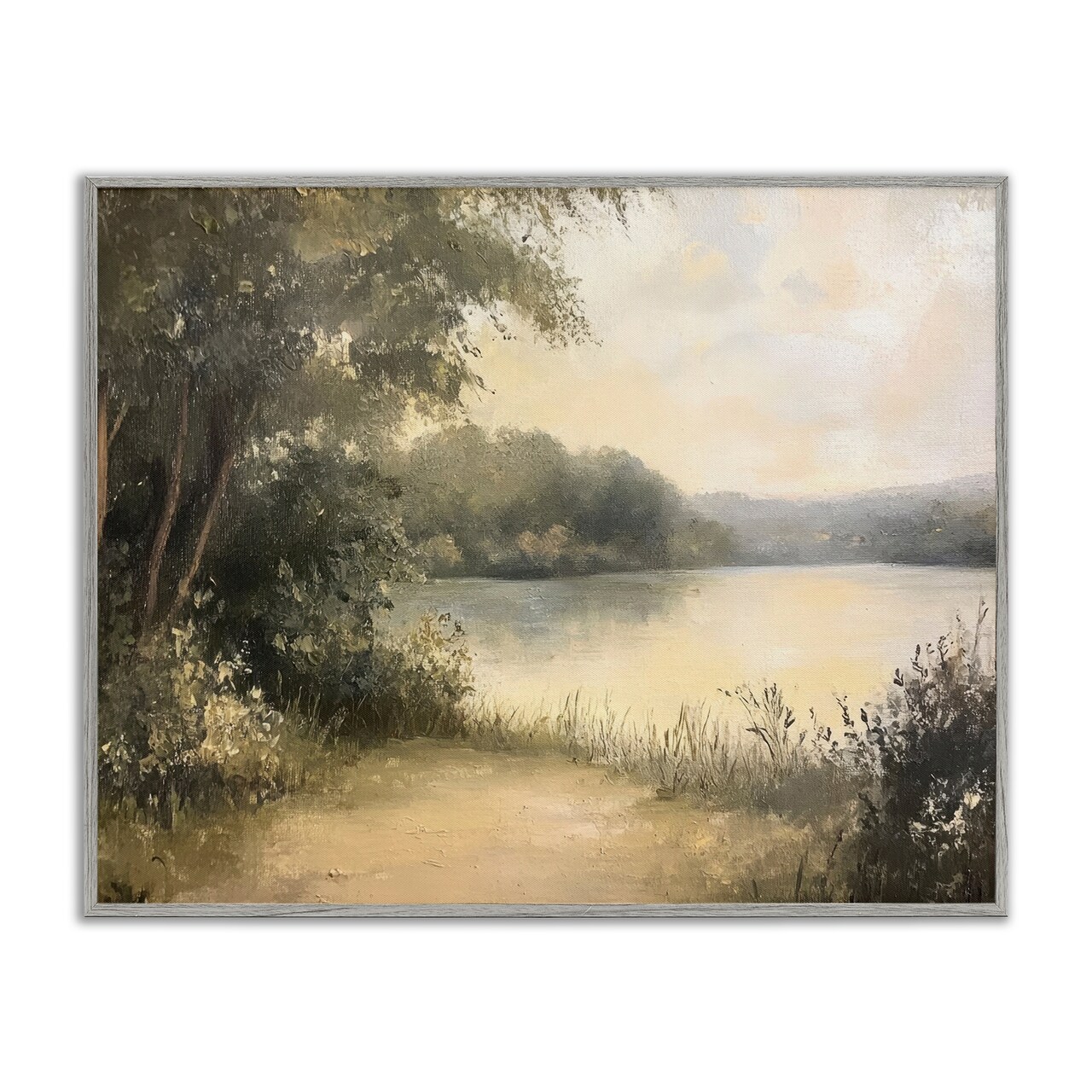 Stupell Industries Shore of Peaceful Lake Framed Giclee Design by Petal Prints Design